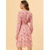 imageAllegra K Womens Valentines Day Floral Print VNeck Dress Smocked Waist Midi DressBeige Pink