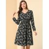 imageAllegra K Womens Valentines Day Floral Print VNeck Dress Smocked Waist Midi DressBlack