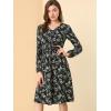 imageAllegra K Womens Valentines Day Floral Print VNeck Dress Smocked Waist Midi DressBlack