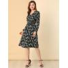imageAllegra K Womens Valentines Day Floral Print VNeck Dress Smocked Waist Midi DressBlack
