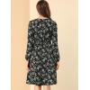 imageAllegra K Womens Valentines Day Floral Print VNeck Dress Smocked Waist Midi DressBlack