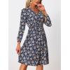imageAllegra K Womens Valentines Day Floral Print VNeck Dress Smocked Waist Midi DressBlack Blue