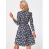 imageAllegra K Womens Valentines Day Floral Print VNeck Dress Smocked Waist Midi DressBlack Blue