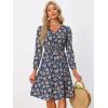 imageAllegra K Womens Valentines Day Floral Print VNeck Dress Smocked Waist Midi DressBlack Blue