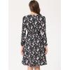 imageAllegra K Womens Valentines Day Floral Print VNeck Dress Smocked Waist Midi DressBlacks