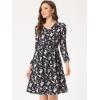 imageAllegra K Womens Valentines Day Floral Print VNeck Dress Smocked Waist Midi DressBlacks