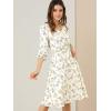imageAllegra K Womens Valentines Day Floral Print VNeck Dress Smocked Waist Midi DressWhite