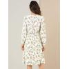imageAllegra K Womens Valentines Day Floral Print VNeck Dress Smocked Waist Midi DressWhite