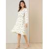 imageAllegra K Womens Valentines Day Floral Print VNeck Dress Smocked Waist Midi DressWhite