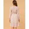 imageAllegra K Womens Valentines Day Floral Print VNeck Dress Smocked Waist Midi DressWhitered Floral