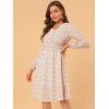 imageAllegra K Womens Valentines Day Floral Print VNeck Dress Smocked Waist Midi DressWhitered Floral