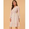 imageAllegra K Womens Valentines Day Floral Print VNeck Dress Smocked Waist Midi DressWhitered Floral