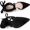 imageAllegra K Womens Velvet Lace Up Chunky Heels Pointed Toe PumpsBlack