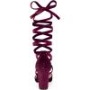 imageAllegra K Womens Velvet Lace Up Chunky Heels Pointed Toe PumpsBurgundy