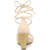 imageAllegra K Womens Wedge Heels Lace Up Strappy Low Wedges SandalsBeige