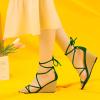 imageAllegra K Womens Wedge Heels Lace Up Strappy Low Wedges SandalsDark Green