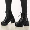 imageAllegra K Womens Zip Chunky Heel Platform Ankle Combat BootsBlack