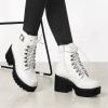 imageAllegra K Womens Zip Chunky Heel Platform Ankle Combat BootsWhite