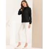 imageAllegra K Work Blouses for Women Stand Collar Long Sleeve Ruched Business Dressy Casual Work Tops ShirtBlack