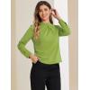imageAllegra K Work Blouses for Women Stand Collar Long Sleeve Ruched Business Dressy Casual Work Tops ShirtGreen