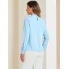imageAllegra K Work Blouses for Women Stand Collar Long Sleeve Ruched Business Dressy Casual Work Tops ShirtLight Blue