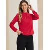 imageAllegra K Work Blouses for Women Stand Collar Long Sleeve Ruched Business Dressy Casual Work Tops ShirtRed