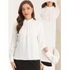 imageAllegra K Work Blouses for Women Stand Collar Long Sleeve Ruched Business Dressy Casual Work Tops ShirtWhite