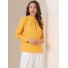 imageAllegra K Work Blouses for Women Stand Collar Long Sleeve Ruched Business Dressy Casual Work Tops ShirtYellow
