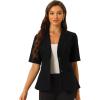 imageAllegra K Blazer for Womens Short Sleeve Button Front Cotton Linen Lapel Collar Work Office Casual Blazer CoatBlack