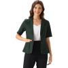 imageAllegra K Blazer for Womens Short Sleeve Button Front Cotton Linen Lapel Collar Work Office Casual Blazer CoatDark Green
