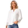 imageAllegra K Boho Blouse for Womens Half Button Placket Long Sleeve Lace Crochet BlousesWhite
