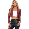 imageAllegra K Cropped Leather Jacket for Womens PU Casual Moto JacketsBurgundy