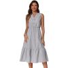 imageAllegra K Striped Shirt Dresses for Womens Sleeveless Work V Neck Ruffleed Midi DressBlack