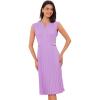 imageAllegra K Summer Dress for Womens 2024 Elegant Sleeveless V Neck ALine Pleated Flowy Midi DressPurple