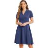 imageAllegra K Vintage Dresses for Womens 2025 Spring Flat Collar Short Sleeve Fit and Flare DressDark Blue Gray