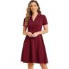 imageAllegra K Vintage Dresses for Womens 2025 Spring Flat Collar Short Sleeve Fit and Flare DressWine Red