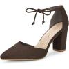 imageAllegra K Women Ankle Tie Chunky Heel Pointed Toe Dress Coffee Pumps 10 M US