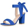 imageAllegra K Women Open Toe Ankle Tie Back Chunky Heel SandalsDeep Blue