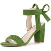 imageAllegra K Women Open Toe Ankle Tie Back Chunky Heel SandalsOlive Green