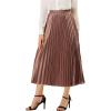 imageAllegra K Women Pleated Skirt Midi Length Elastic High Waisted A Line Metallic Shirring Party SkirtsCopper