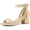 imageAllegra K Womens Ankle Strap Block Low Heel SandalBeige