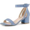 imageAllegra K Womens Ankle Strap Block Low Heel SandalHaze Blue