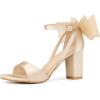 imageAllegra K Womens Bow Shoes Open Toe Chunky Heel SandalsChampagne