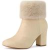 imageAllegra K Womens Christmas Faux Fur Chunky Heel Ankle BootsBeige