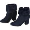 imageAllegra K Womens Christmas Faux Fur Chunky Heel Ankle BootsNavy Blue