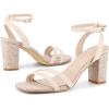 imageAllegra K Womens Chunky Heel Raffia Heels Bohemia Square Toe Slingback Strappy Linen SandalsBeige