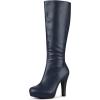 imageAllegra K Womens Chunky Heel Round Toe Platform Knee High BootsNavy Blue