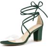 imageAllegra K Womens Clear Strap Block Heels Lace Up Heels SandalsLight Green