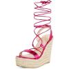 imageAllegra K Womens Espadrilles Platform Wedges Heel Lace Up SandalsHot Pink