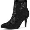 imageAllegra K Womens Floral Embroidered Stiletto Heels Lace Ankle BootsBlack